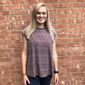 Burgundy Multi Printed Tee